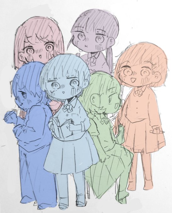#5rtされたら自分のイラスト美化して自己紹介もかねて描く 

自分だけで描くのがあれだったんで気狂い楽しいお弁当メンバーごと… 