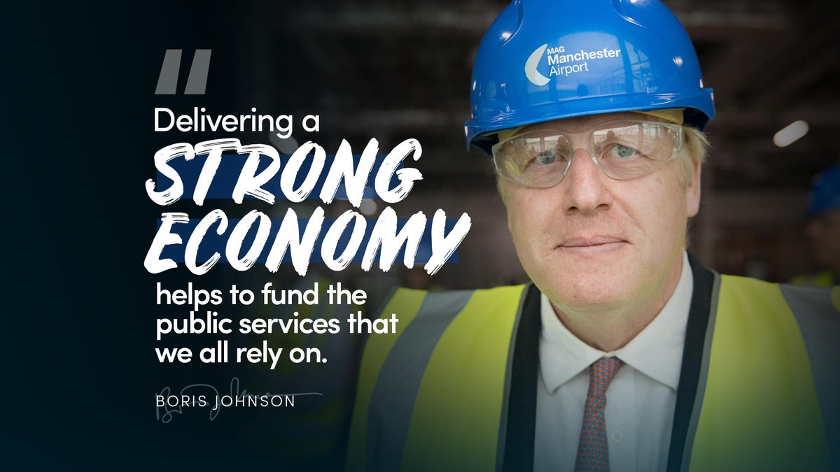 Conservatives's tweet photo. Since last year:
📈 Total employment has grown by almost 400,000
📈 Wages have gone up by 4%
Our strong economic growth means that we can invest more money in our vital public services and in the country's priorities. https://t.co/mIEt1HSiQY