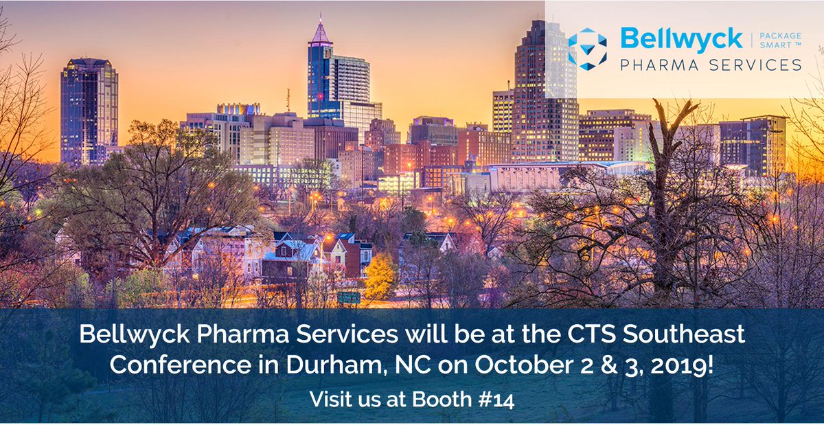 BellwyckPharma's tweet photo. Just 2 weeks to go until we are in North Carolina for this year's #CTSSoutheast show! On October 2 & 3, you will find the #BellwyckPharma team at booth #14, looking forward to meeting you.
Come and learn how our "one-stop" solutions offerings can help with your next project! https://t.co/pjZlfe0hfW