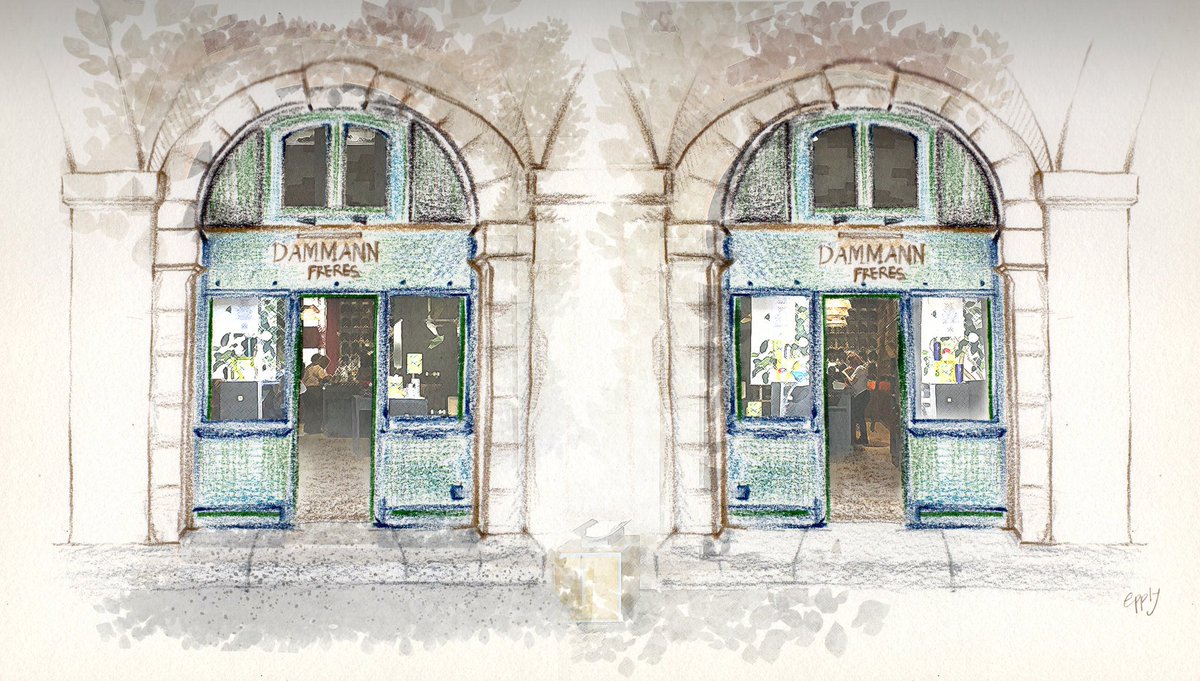 jijiandkati's tweet image. 3) 세 번째 상점은 ‘다만 프레르’ (Dammann Frères, Paris)로, 옛 유럽식 석재 주택들로 둘러싸인 보주광장 바로 근처에 자리하고 있었어요. 쌍둥이처럼 거의 똑같은 문이 나란히 있는 홀에서 어느 한 곳으로 들어가니 보기보다 꽤 넓은 내부가 드러났고 곳곳에 시향용으로 둔 찻잎들이 향기로웠어요.