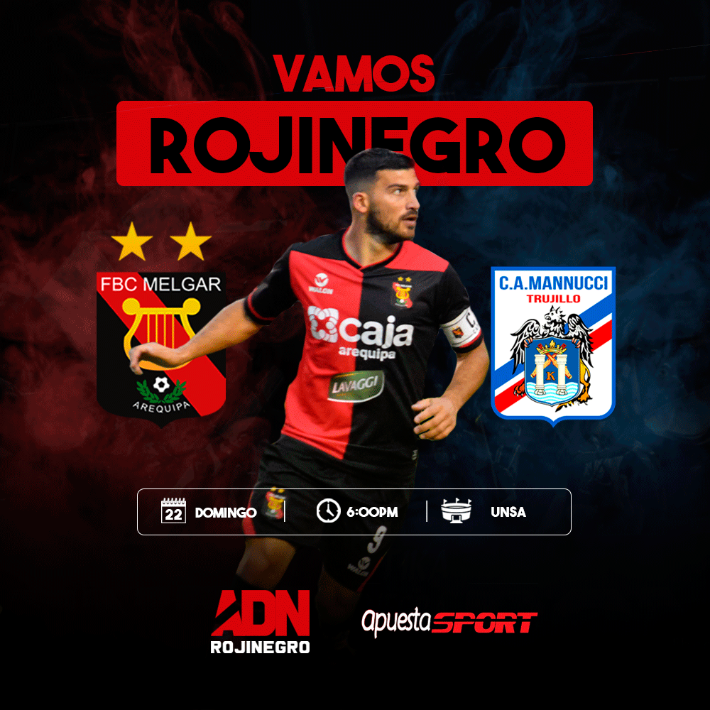 adnrojinegro20's tweet photo. Vamos Rojinegro 🔴⚫️
⚽️ #Melgar vs #Mannucci
📆 Domingo 22 de Septiembre
⏰ 6:00pm / 🏟 Unsa
#Liga01 / #Clausura
Apuesta sport donde valoramos tu pasión 😁
Ubícanos en Daniel alcides carrion G-2
J. L. Bustamante y Rivero https://t.co/sCPS98emnx