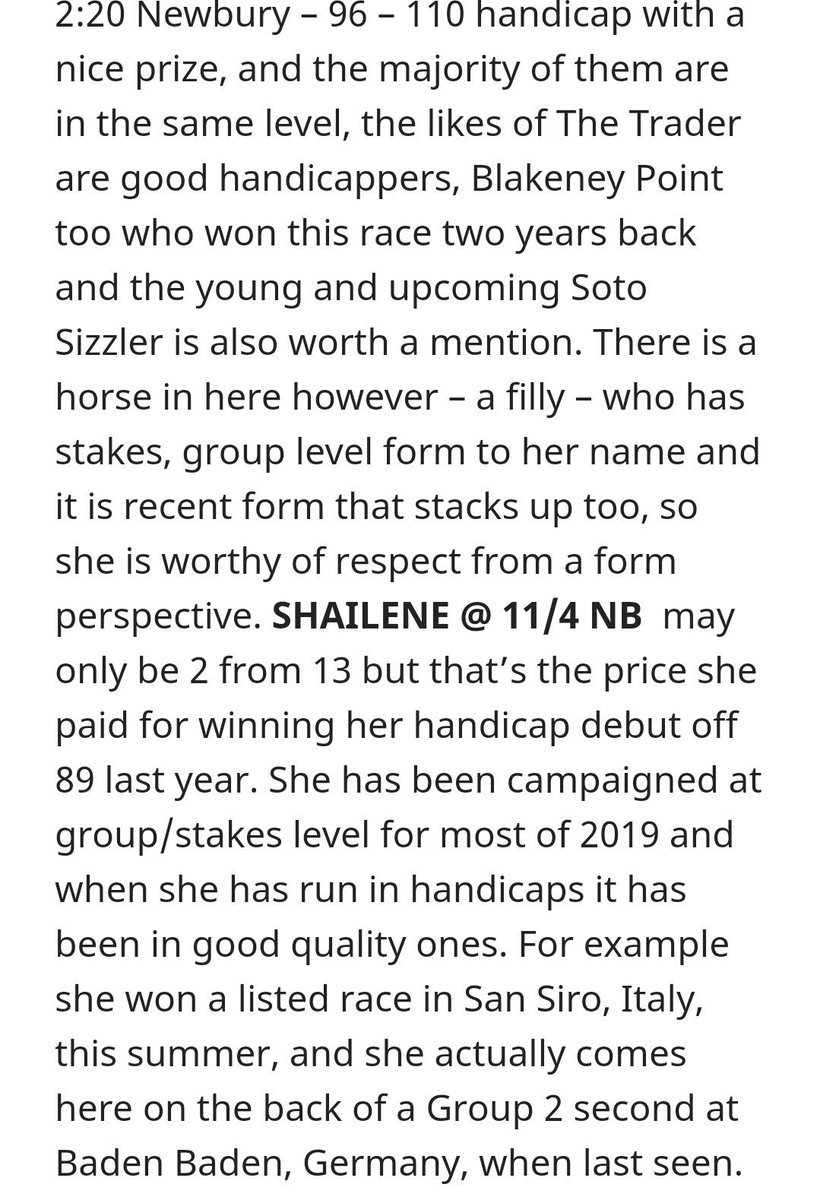 ThePuntersPal1's tweet photo. SHAILENE, subject to a very strong write up from @ThePuntersPal1, vindicates our confidence in her and wins a nice tidy prize at @NewburyRacing under @oismurphy for @AndrewBalding2. She had all the form in the book. 👍✔ #winnerwinner #topfilly https://t.co/pMXXG58m0M