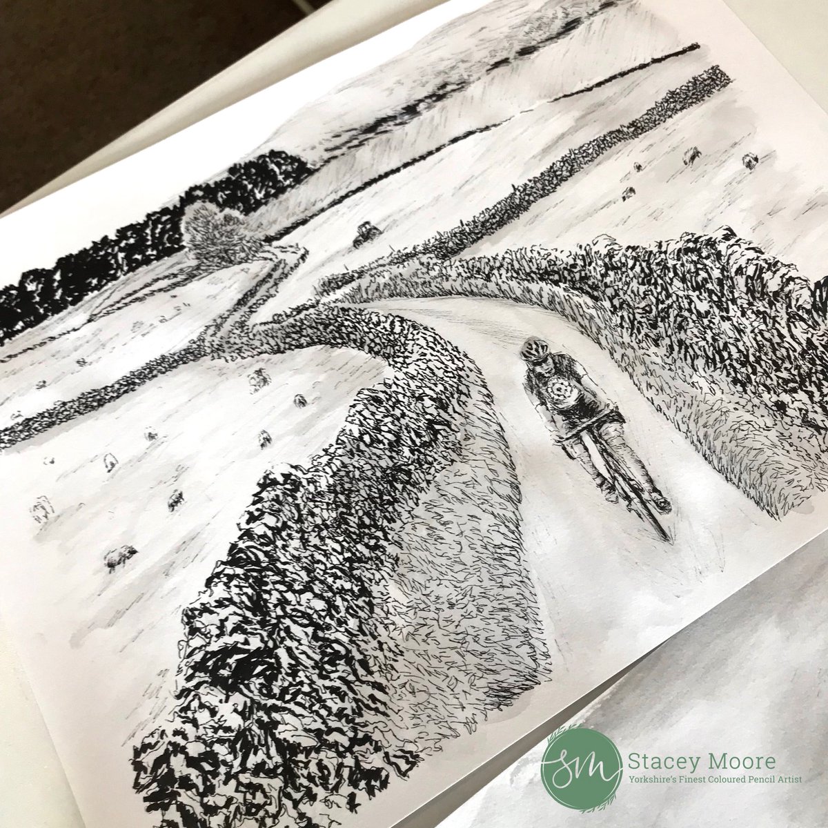 Sketching for the <a href="/UCI_cycling/">UCI</a> <a href="/Yorkshire2019/">🌈 Yorkshire 2019</a> championships which pass through Hawes next Sunday 🚴‍♂️ #cyclingart #Yorkshire2019 #uci #harrogate #yorkshire