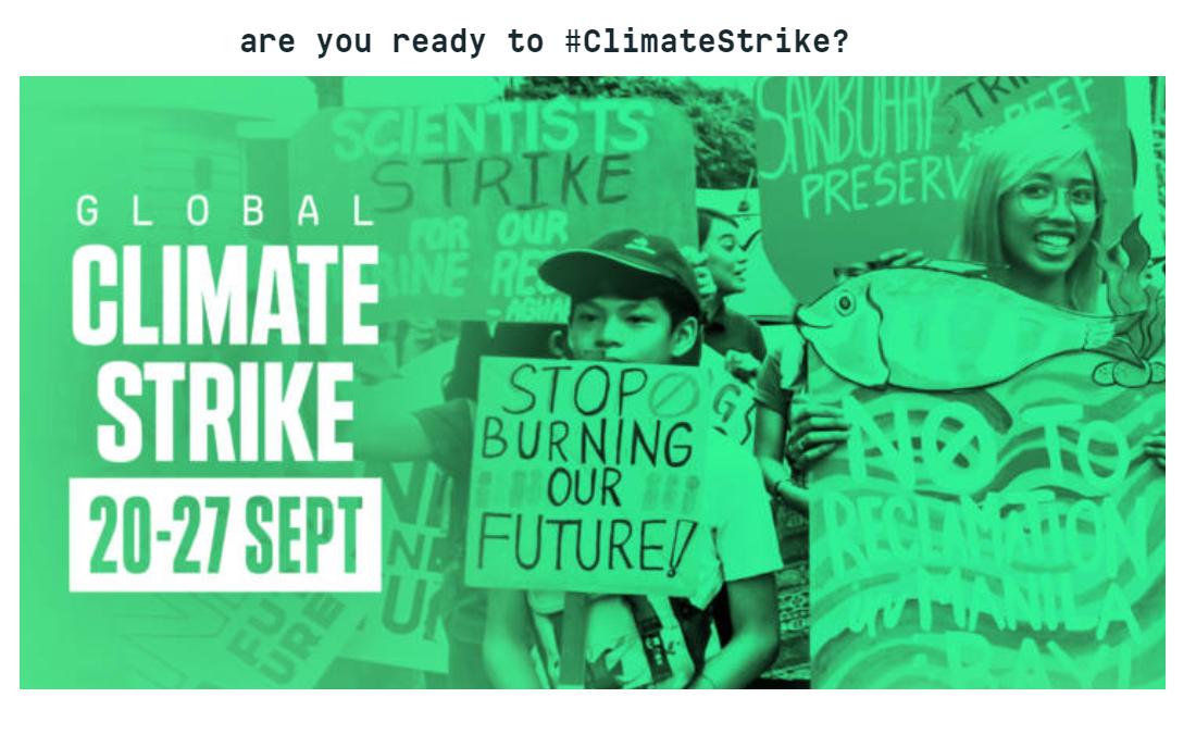 The week-long Global #ClimateStrike begins today with rallies around the World 🌎. Please take part in the #Toronto Rally next Friday. Here are the details: 

What: Toronto #ClimateStrike
Where: Queens Park
When: Friday, Sept. 27th
Time:  11:00 am

RT 🙏 to let everyone know!!