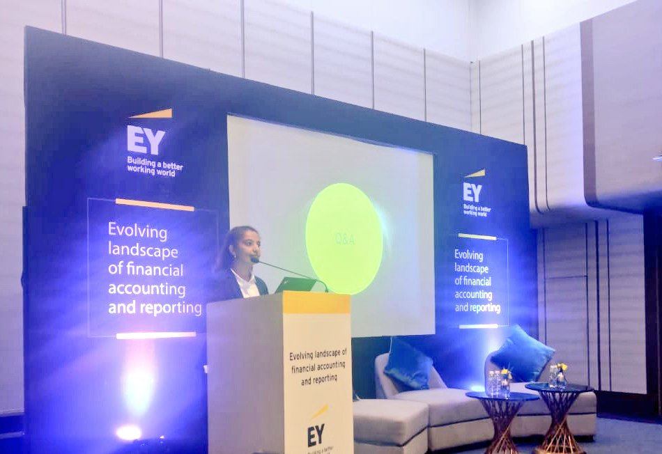 EY_India's tweet photo. Companies need to improve #finance close process to meet the enhanced regulatory requirements: Jalpa Sonchhatra, EY India at our session on 'Evolving landscape of financial accounting and reporting' in Ahmedabad today #EYFAAS #IndAS https://t.co/VtttXh9Gmb