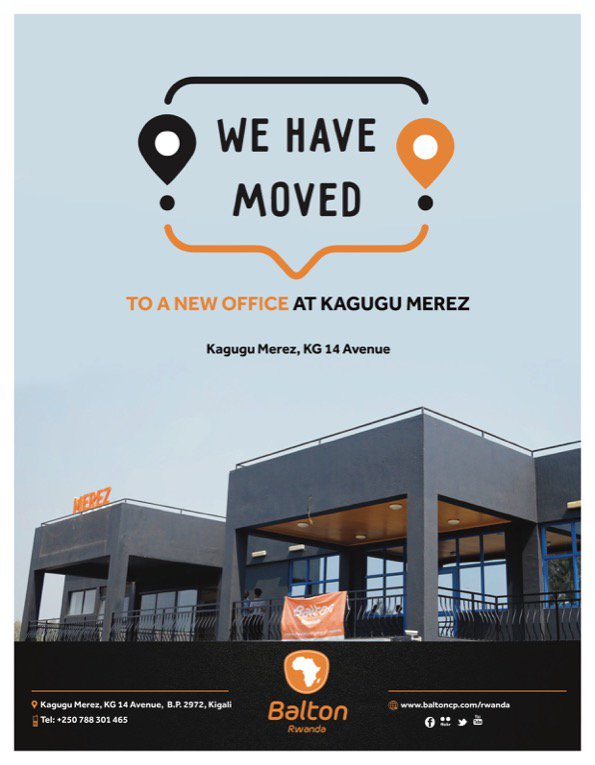 .#BaltonRwanda has moved to a new office located at Kagugu Merez, KG 14 Avenue.
Visit them for a wide range of tech solutions.

#Balton #Rwanda #RwOT <a href="/BaltonRwanda/">Balton Rwanda</a>