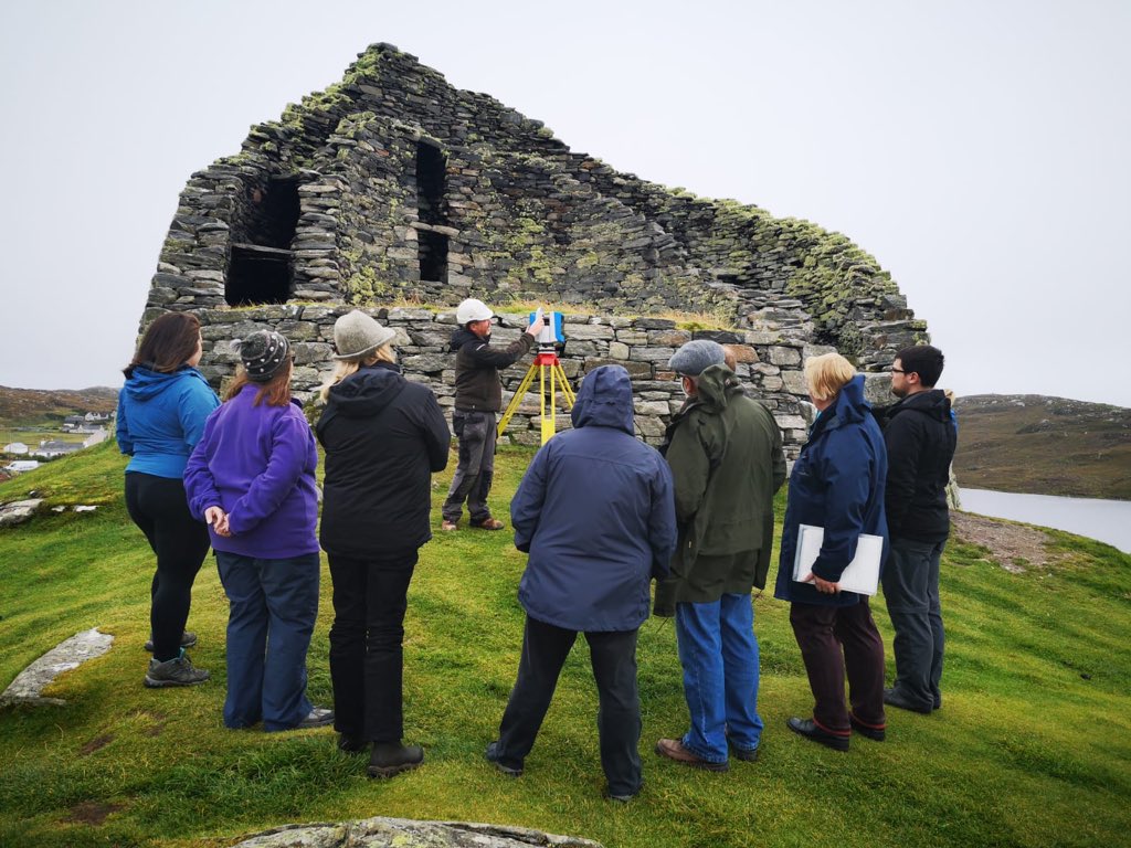 Hephe1's tweet photo. One of the highlights of this week’s #RaeProject surveying at #DunCarloway was a visit from local tour guides and members of The Carloway Estate Trust. Lots of great questions on #laserscanning #photogrammetry #digitaldocumentation @Scottish3D @Burton1495 @HistEnvScot https://t.co/gP4jfgRxYf