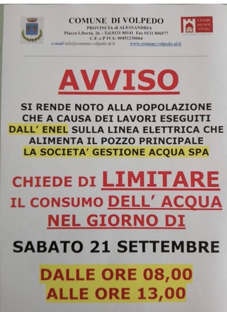 GCaldone's tweet photo. Volpedo (Al) Il Paese Stato : Importante https://t.co/kADFDgGdJG