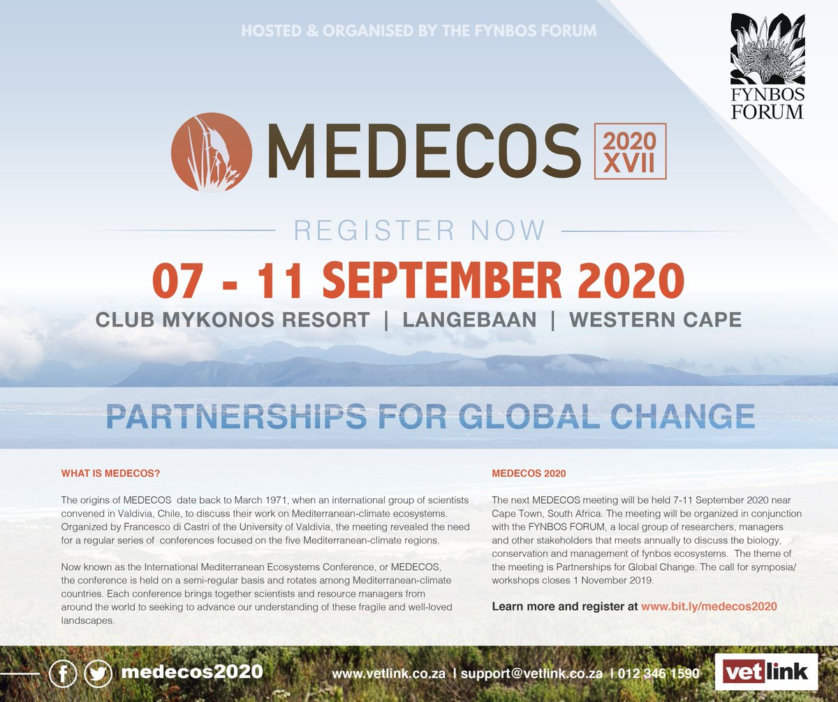 Registrations for the Medecos Conference 2020 is now open. 07 - 11 September 2020. For more info, please go to bit.ly/medecos2020