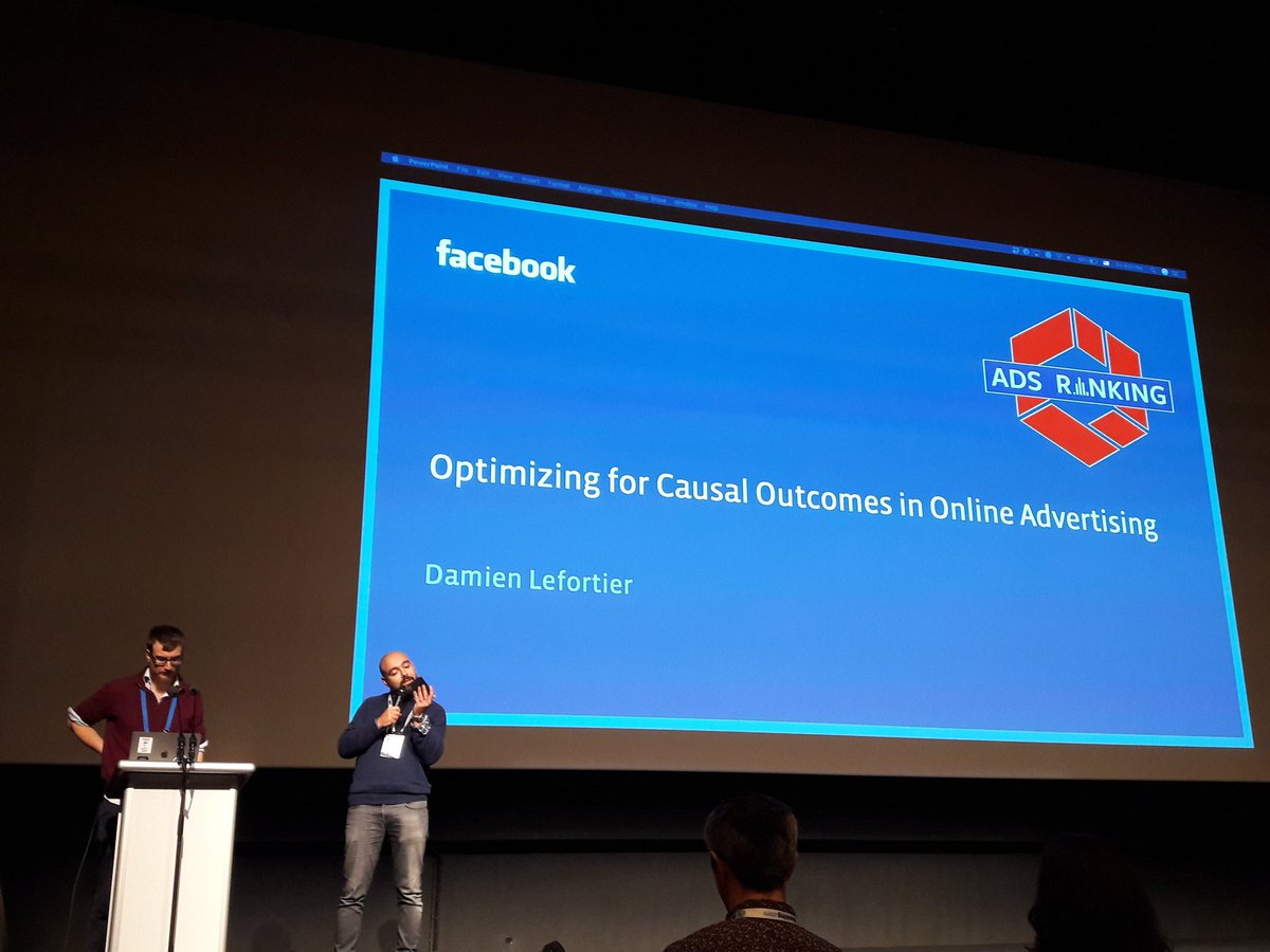 amy8492's tweet photo. Causality is a recurring problem in advertising, also defined as incrementality: do ads bring "additional" value? Damien presents how this topic is tackled at Facebook #recsys2019 #RecSysReveal2019 https://t.co/AYM9t3ZwzL