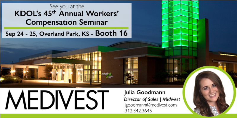 Medivest's tweet photo. Medivest is looking forward to attending the Kansas Department of Labor Workers Compensation Seminar in Overland Park, KS. Come by booth 16 to discuss MSA Allocations, Lien Resolution and Professional Administration services. #KDOL #OverlandPark #WorkersComp #LienResolution https://t.co/74pMCy7g06