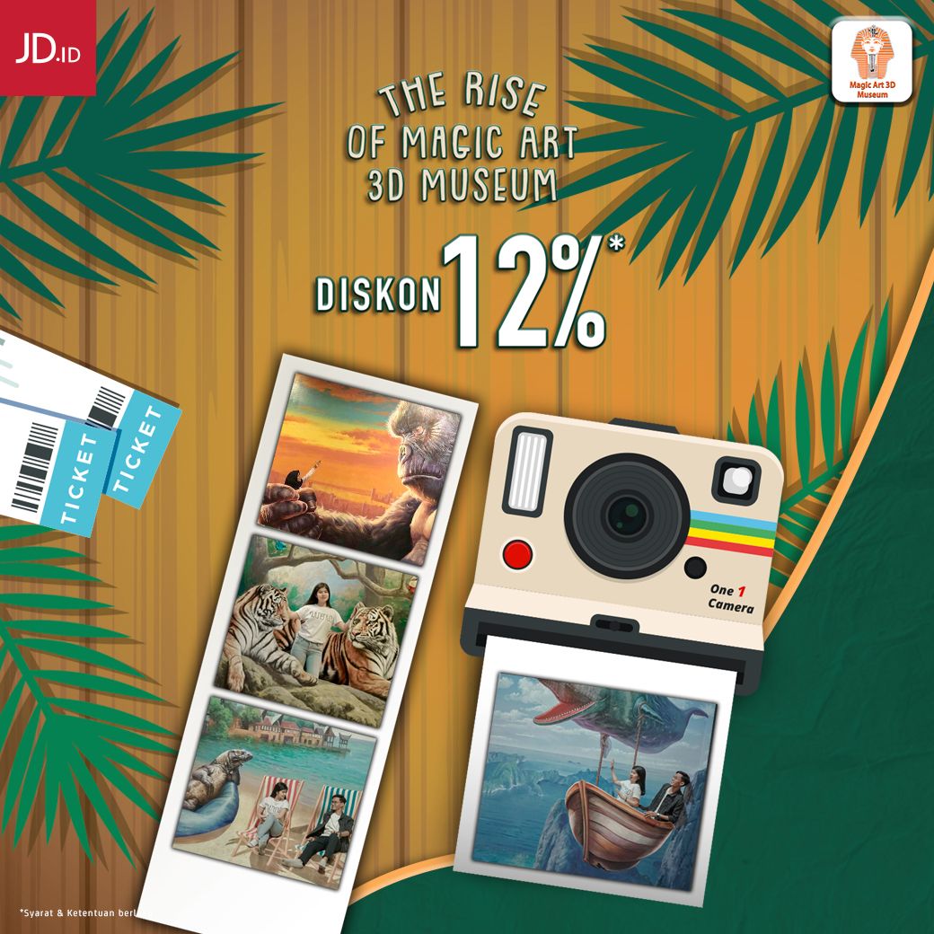 JDid's tweet photo. Bikin weekend kamu lebih seru main ke 3D Magic Art Museum ada banyak spot kece yang bisa bikin kamu makin eksis di social media π Beli tiketnya sekarang ada DISKON 12% ! Cek disini yaa https://t.co/KoZiyGxZXF π #JDID #DijaminOri #SebutJDID #SebutJD https://t.co/PMxOUi3UcS