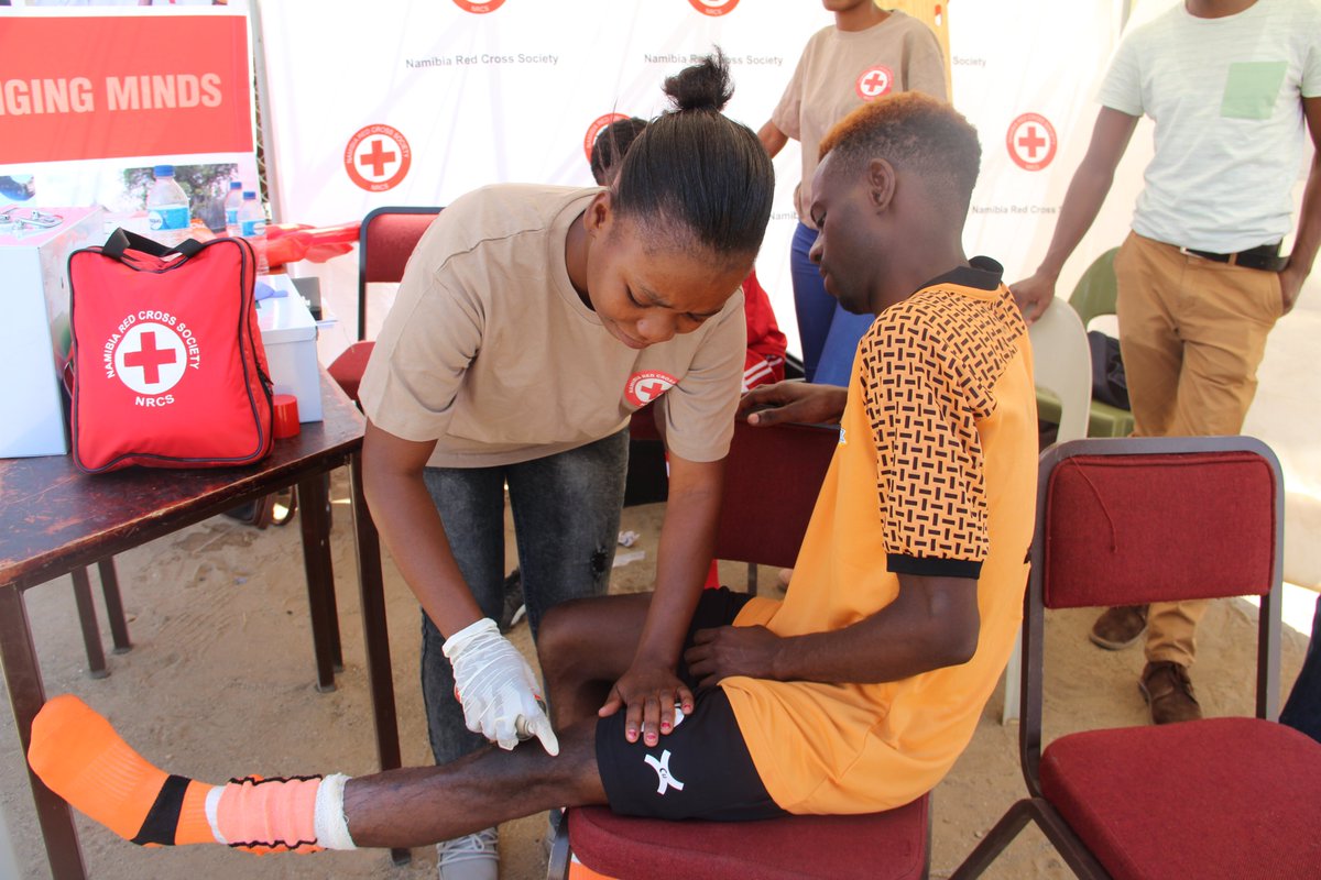 NamibiaRedCross's tweet photo. @NamibiaRedCross  First Aid team is live at the University of Namibia (UNAM) Main campus for the  Namibian Deaf Sports Federation (NDSF) event in Windhoek, Khomas region. The team is responding to any emergency or injuries at the event. #FirstAidSaves #ProtectingHumanDignity https://t.co/GkMJhBiGf7