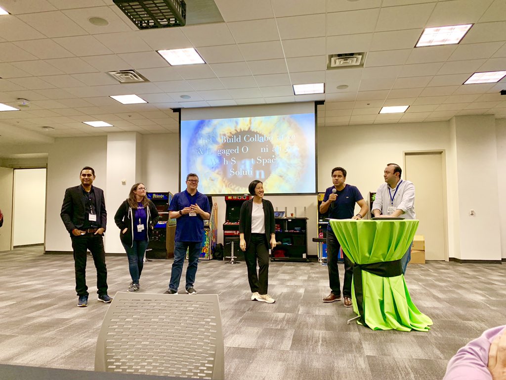 sajithkaimal's tweet photo. #Collaboration hackers in action + 🎸 a pic with @_amychang. Thanks to all our customers and ISVs who made the event so much more interesting 🧠. One of many to come from @CiscoCollab #CognitiveWorkplaceTransformation #cisco #CiscoCC #innovation https://t.co/Smaa0fjvcg