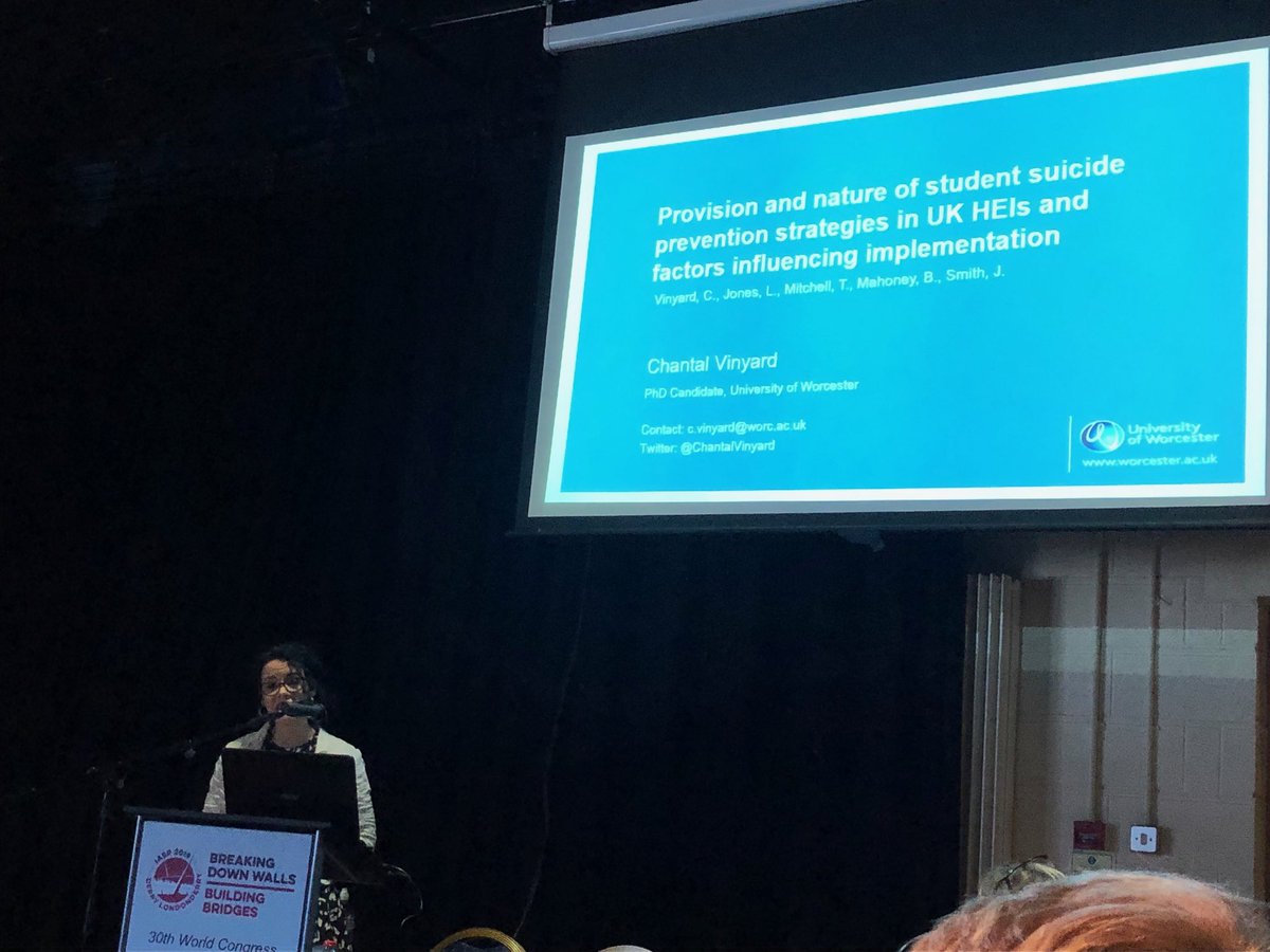 ⁦<a href="/ChantalVinyard/">Chantal Vinyard</a>⁩ presented her research on student suicide prevention strategies which is funded by the ⁦James Wentworth-Stanley Memorial Fund ⁦<a href="/JamesPlaceUK/">James’ Place</a>⁩ ⁦<a href="/iasp2019/">IASP 2019</a>⁩ #IASP2019