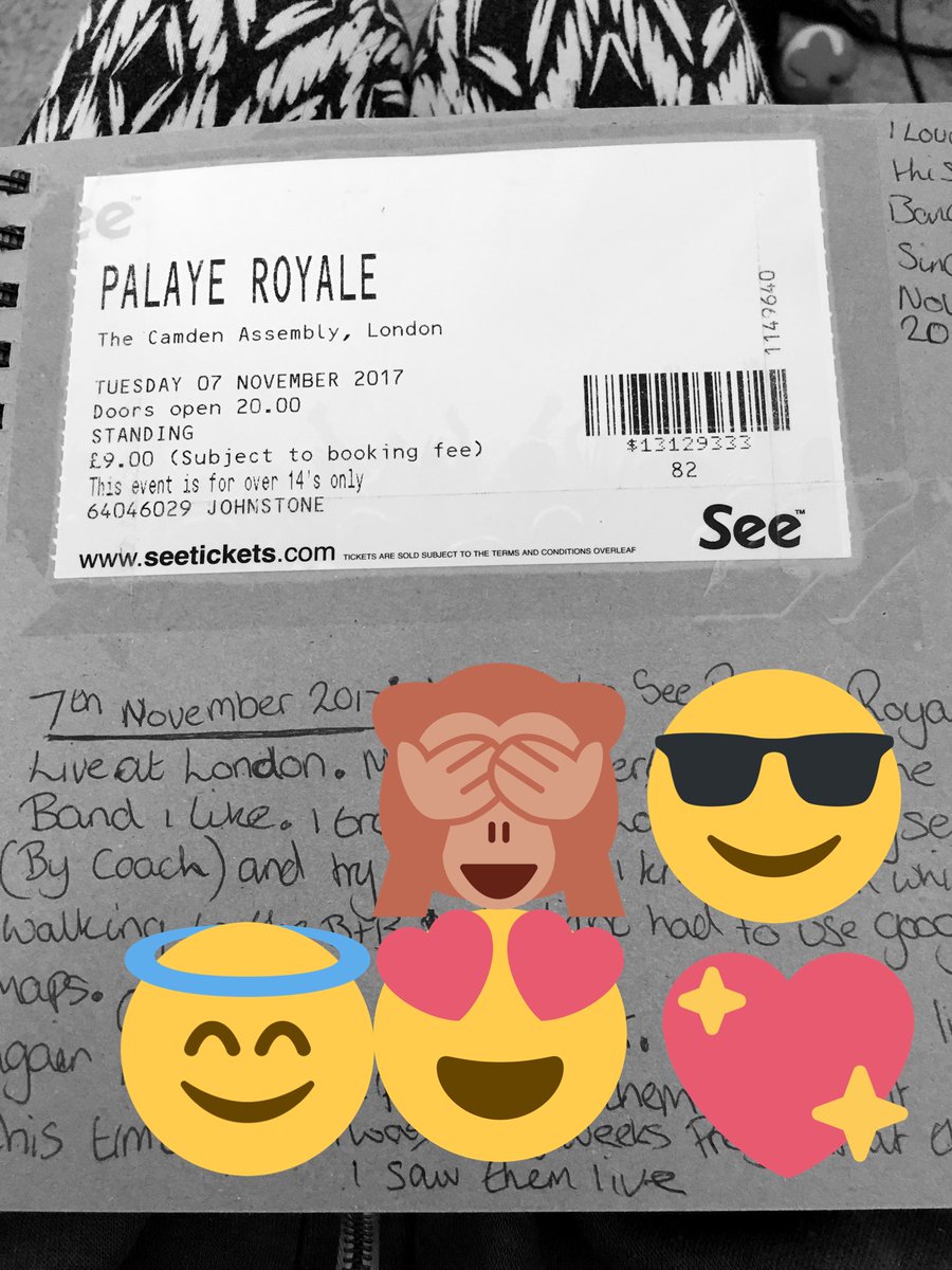 Mezzyy20's tweet photo. The first page of my scrap book of the ticket if seeing @PalayeRoyale live back in 2017 in London ... it’s always going to stick with me the first i saw them live in the uk .. p.s sorry for my terrible handwriting https://t.co/eeejKp2zn6