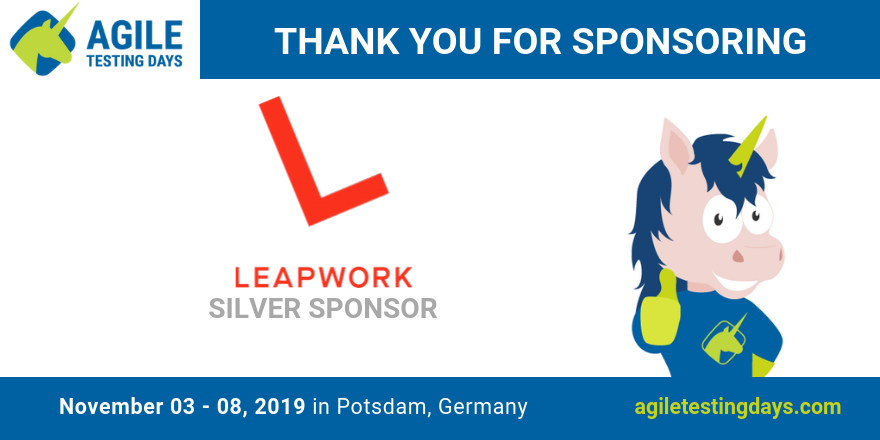 AgileTD's tweet photo. 👏 Let's give a big applause to our new silver sponsor LEAPWORK!
Leapwork is transforming work on a global scale with 100% codeless enterprise automation everyone can use.
➡️ Meet the team of #Leapwork at #AgileTD this Nov 03 - 08, 2019! https://t.co/WI1RlKFuZN https://t.co/mVcdvAczqa