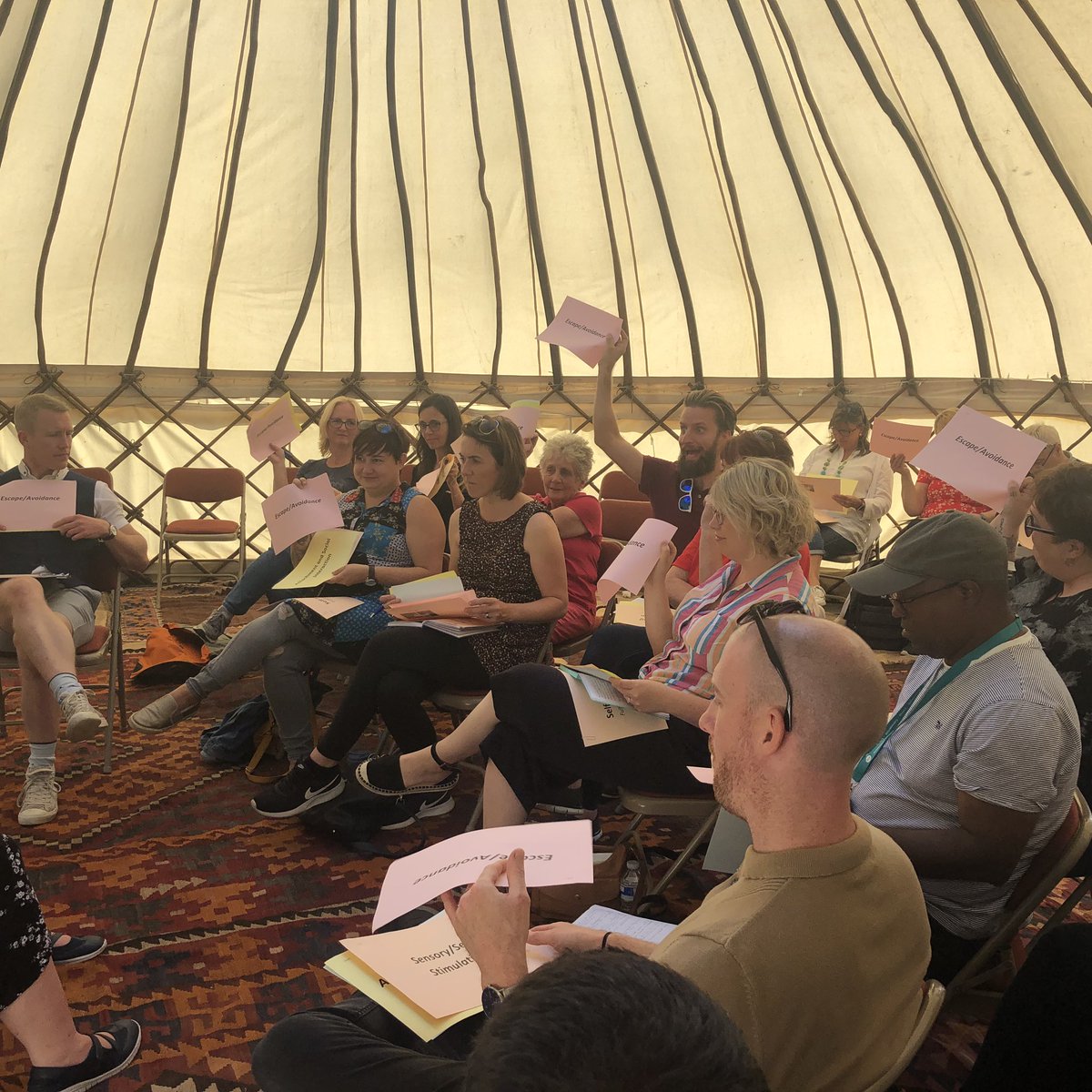 rebeccaedsbt's tweet image. #pbsfestival group exercises #whatistheSEAT #maslowhierarchyofneeds ‘meeting needs in the person centred way and helping support staff understand what is important for vs what is important too’ #pbsfestivalsbt