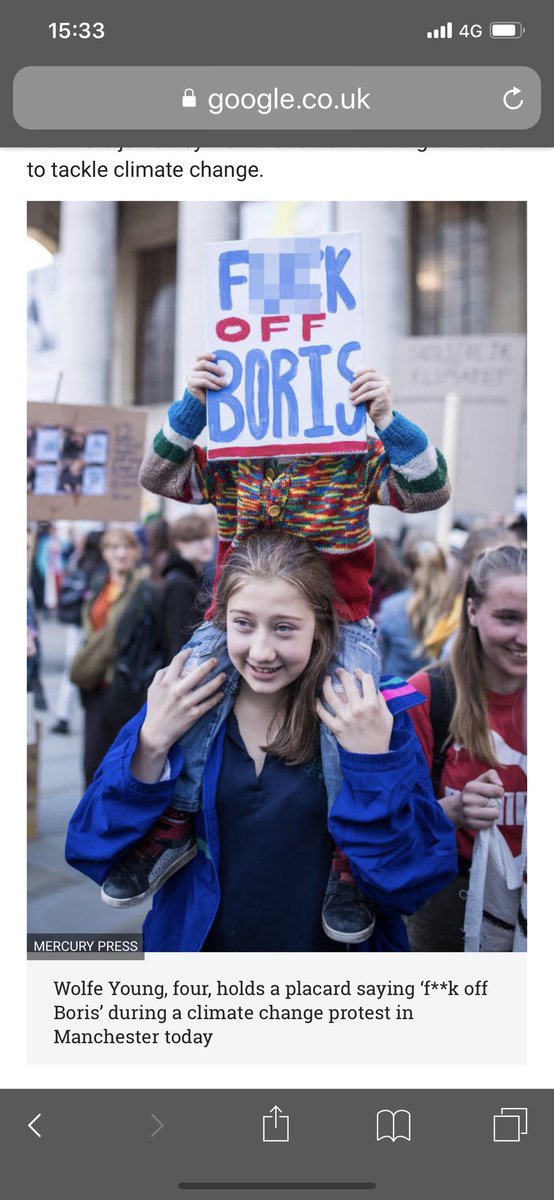 What a delightful role model this young mother is, her 4 year old son clearly has this sentiment....at a climate rally. Where’s social services when they’re needed!