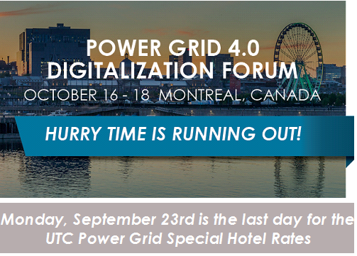 UTCNow's tweet photo. Time is running out to take advantage of our discounted hotel rates for #PowerGrid 4.0 next month in #Montreal! Don't miss this executive-level event on #gridmodernization &amp; #communications! Info here: https://t.co/Pxp3YAszJy https://t.co/f4ODvHKii3