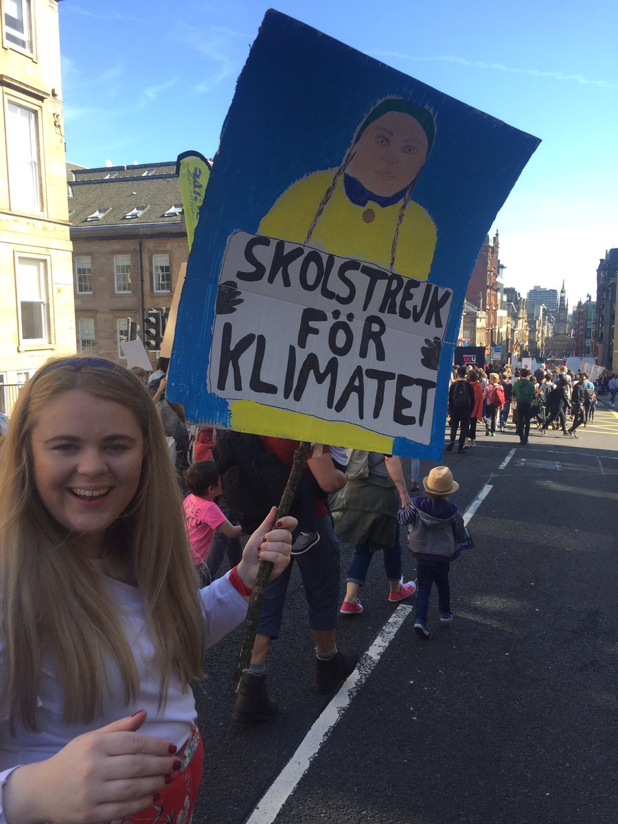 Today I joined thousands of protestors marching in Glasgow and across the world for Climate Action. It was breathtaking to see so many young people take to the streets with powerful slogans and colourful images ❤️🌎 #ClimateStrike