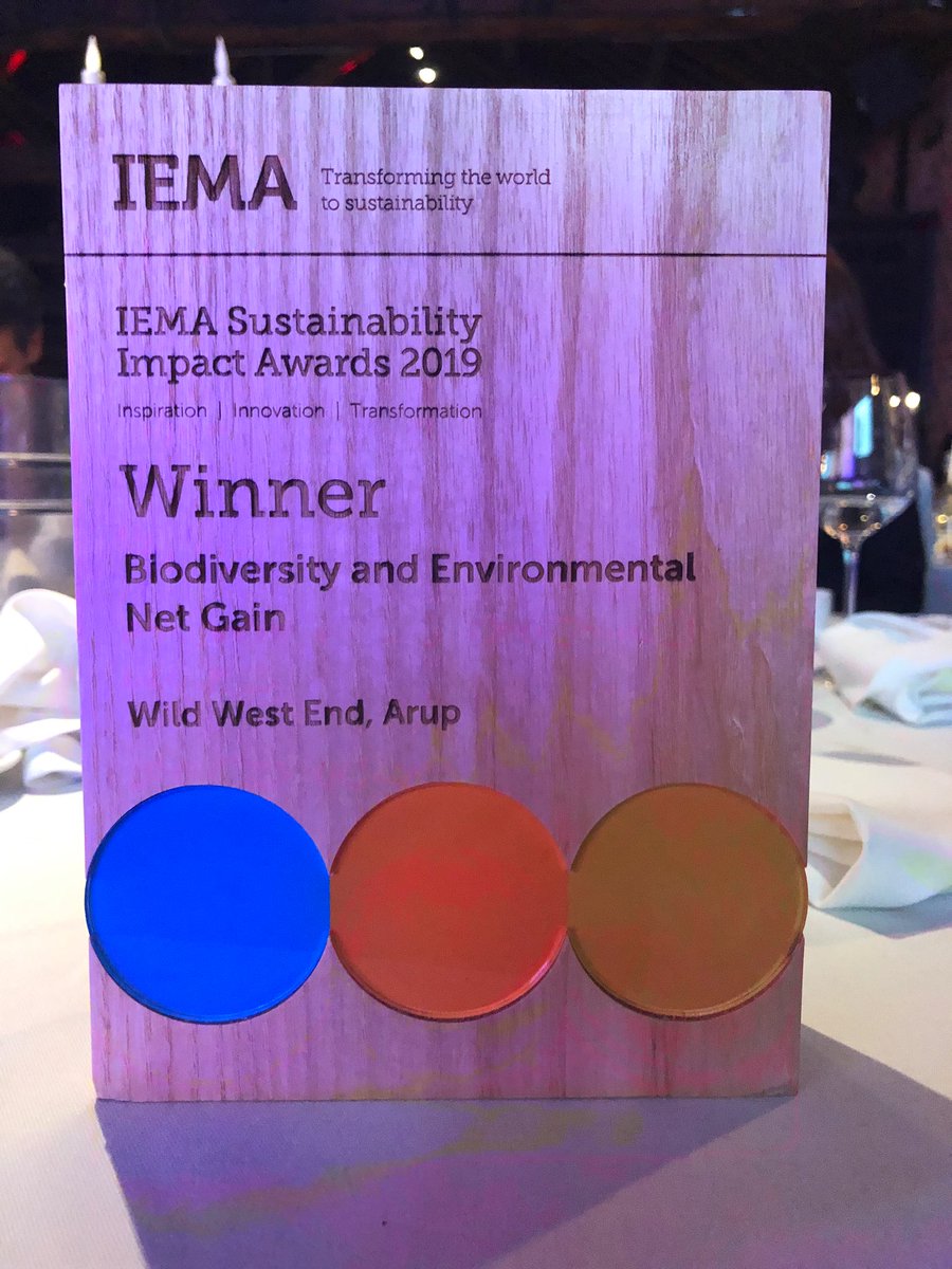 Excited to win at the #IEMAawards19 recognising the partnership’s work in #biodiversity and #netgain @ArupEnviro