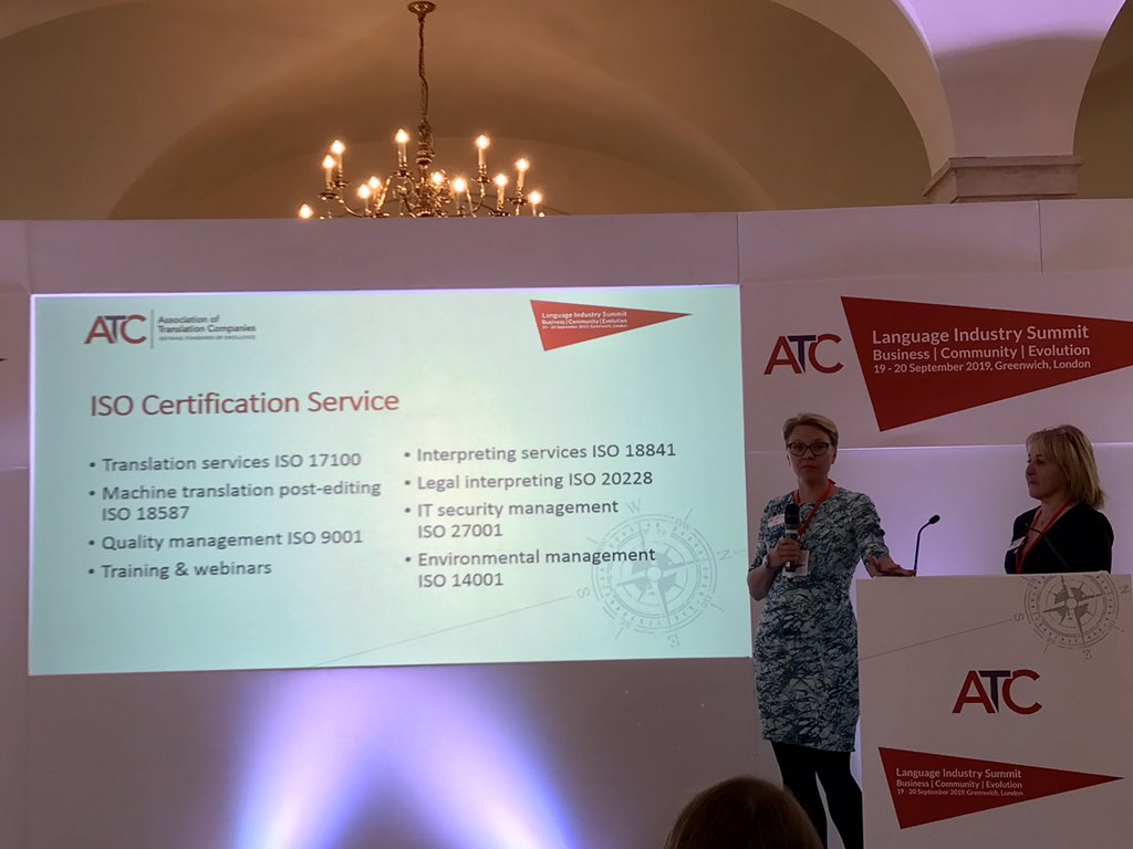 anucarnegie's tweet image. The ATC adds new #ISO standards to their #certification service. The benefit to LSPs is that their auditors understand #translation business and you don’t have to spend half of the #audit explaining what you do to them #ATCSummit2019