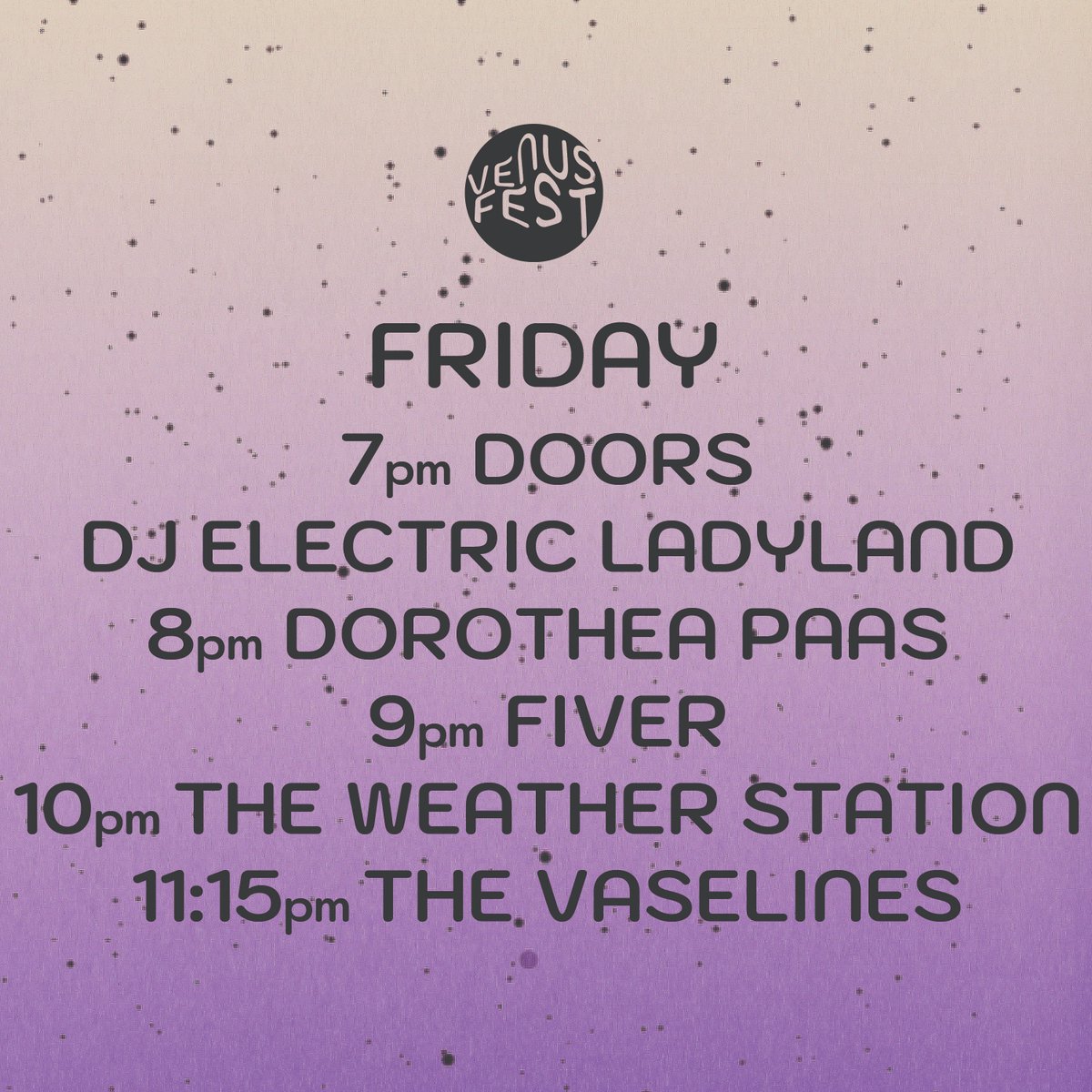 venusfest_'s tweet photo. #VenusFest is HERE! 🤗🎉 Join us at @OPERAHOUSETO  for a weekend of celebrating feminism in the arts. We are kicking off tonight with performances by @the_vaselines, @TheWeatherStn, @UhhFiver and @ddoorroo. Music by DJ @lanaleprich. Let's GO!💫 https://t.co/5JlHgXtgbx 💫 https://t.co/2h0GPmsWlo