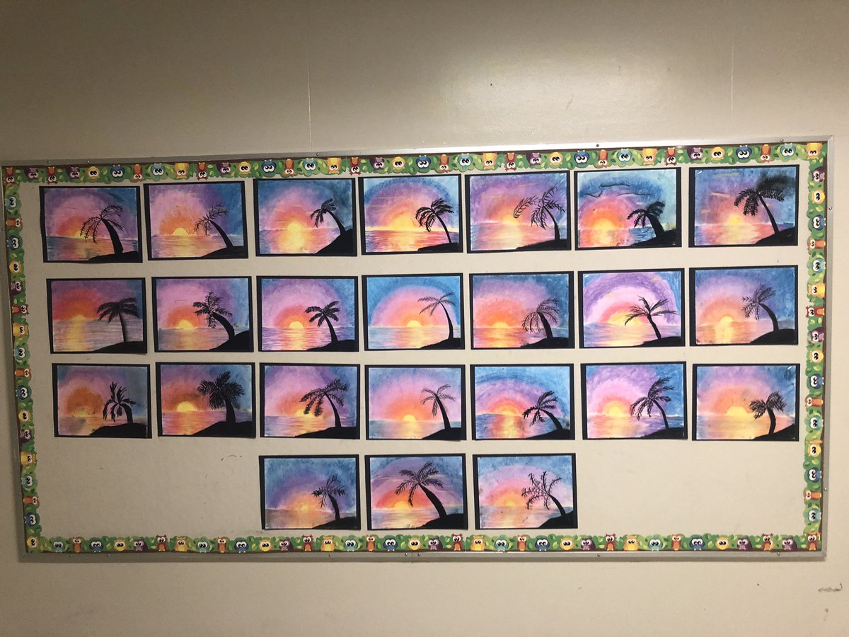 mrslivera's tweet photo. Working on our blending skills! #finearts #fineartsteacher #visualarts #artist #sunset #chalkpastels https://t.co/K6tiaLoGI4