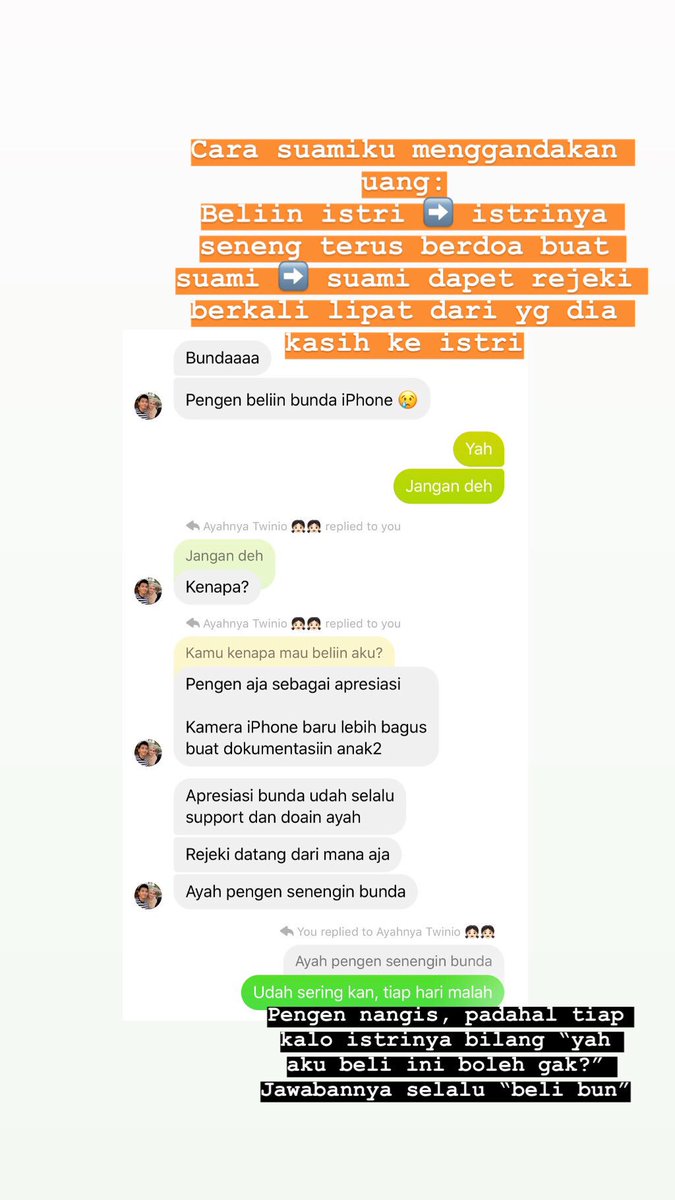 miamulyas's tweet photo. Berawal dari chat beberapa hari yang lalu. Tiba tiba suami bilang gini. https://t.co/YK3UDFpZV4