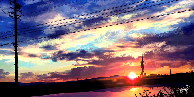 「grass power lines」 illustration images(Oldest)