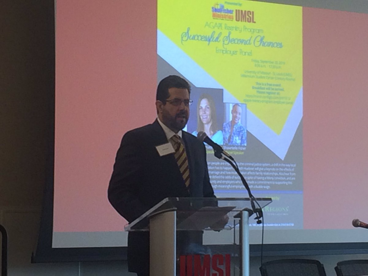 PatriciaZahn's tweet photo. Full house @UMSL for “Successful Second Chances” re-entry program on workforce opportunities for criminal justice-involved people. #UMSLProud to partner w/SoulFisher Ministries &amp; sponsor Regions Bank. Challenging and compelling keynote by @bethtris 
#EngagedUniversity #UMSLServes https://t.co/FWCAnBW2Xf