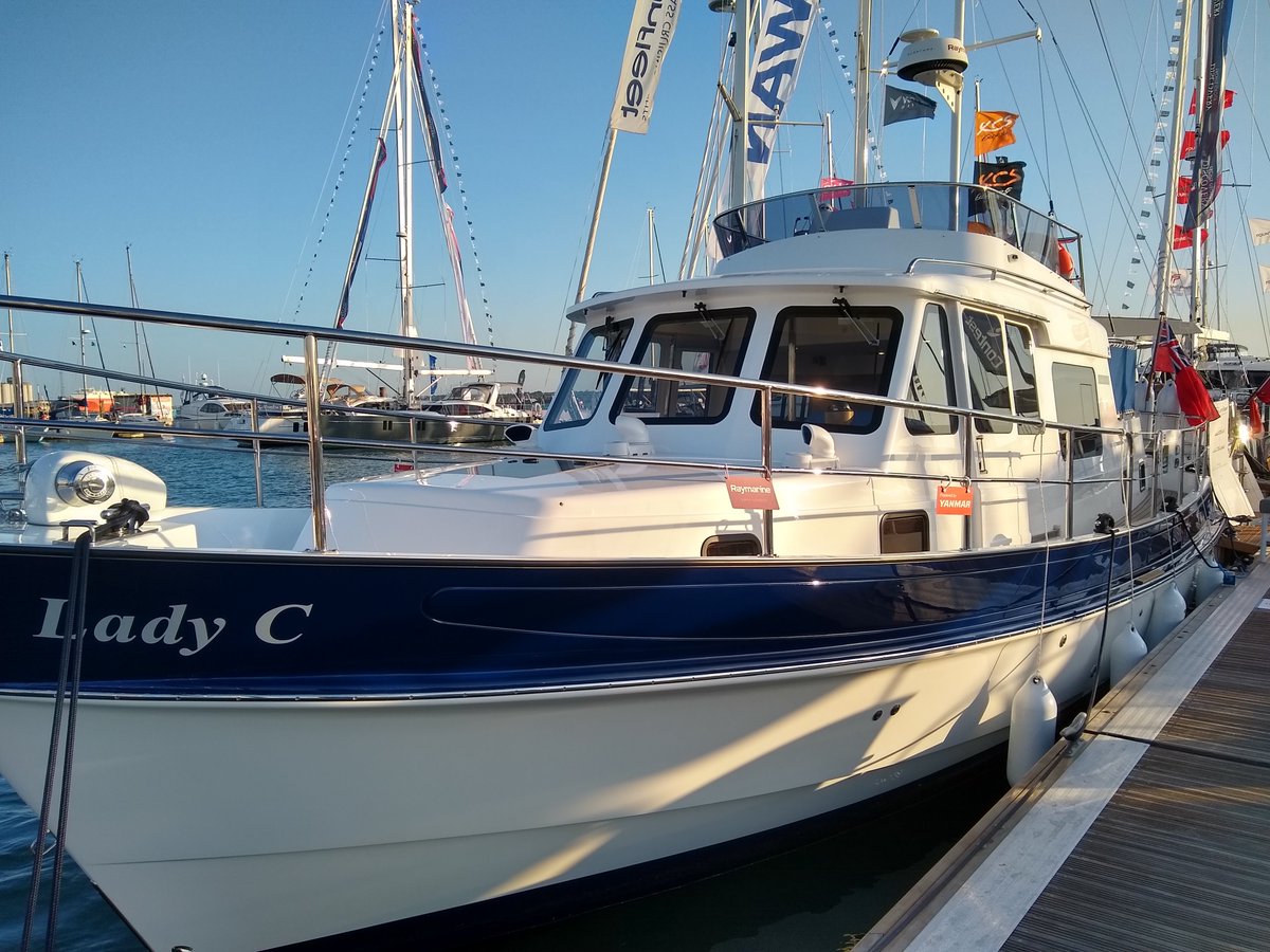 The beautiful Lady C by Hardy Marine featuring our windows and all ready for its new owners after the Southampton Boat Show - we are a little bit jealous! 
A number of vessels are in the marina showing off our products so you can rest assured you are getting a quality product.