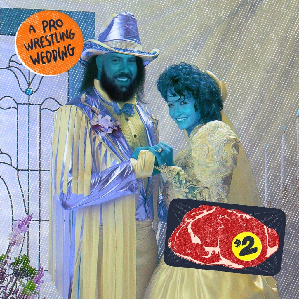 2DollarSteak_'s tweet photo. In honor of @2dollartolbert getting married this week @travisrt sent us this special edition work.

Please feel free to take it in and bask in it's greatness. 

#CheapMeatTweet #WrestlingCommunity #WWE #AEW https://t.co/Lm3MM0HNyW