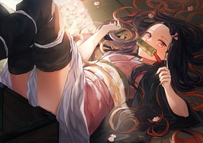 osu🌻さんがTwitterに投稿した竈門禰豆子(鬼滅の刃)のイラスト。