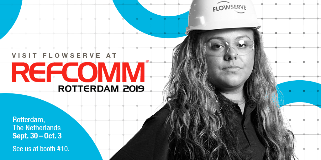 Flowserve's tweet image. Attending #RefComm Rotterdam? Be sure to stop by the Flowserve booth (10) to speak with our #refinery experts about which pumps, seals and valves are right for your application. Learn more about our refinery solutions: hubs.ly/H0kT0jZ0 #OilandGas