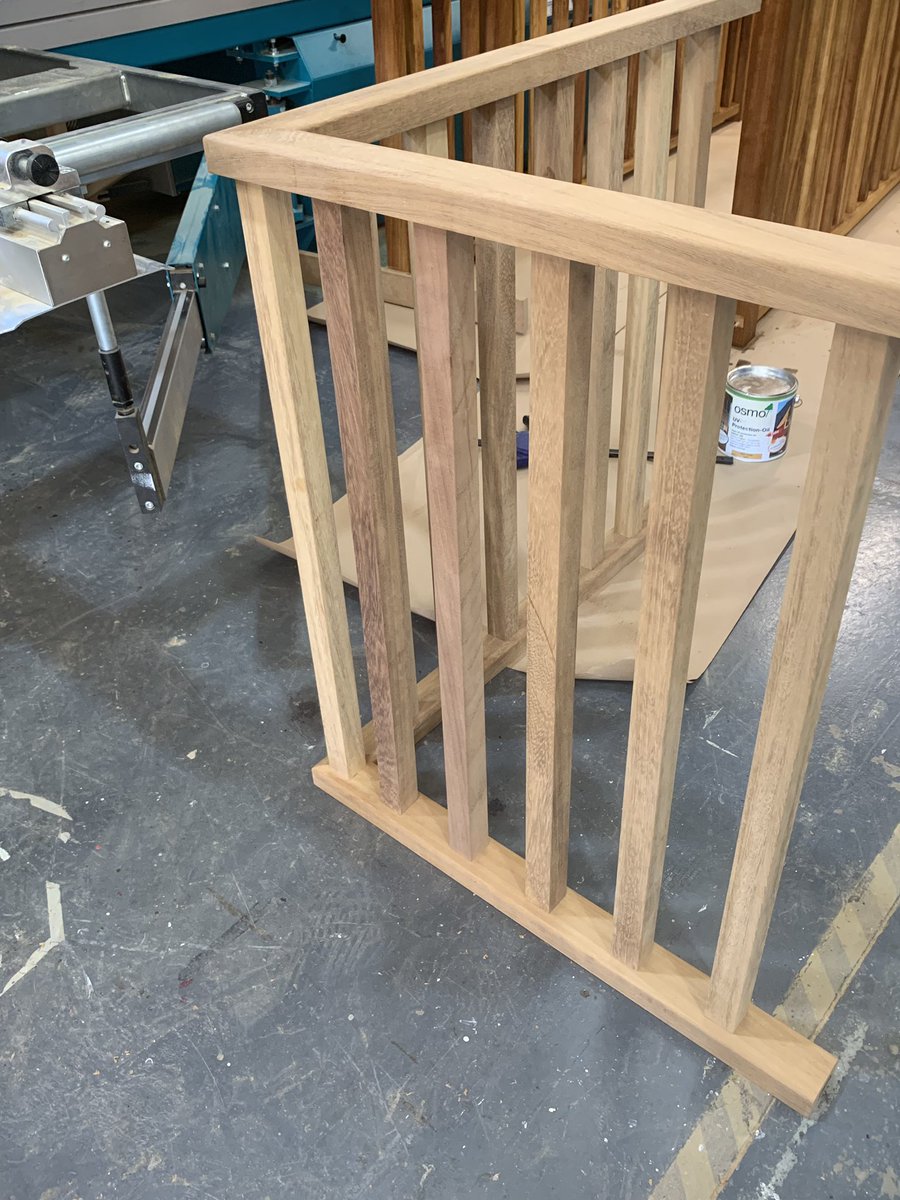 Finishing off some Iroko Balistrade for some external balconies, looking good. #joinery #chester
