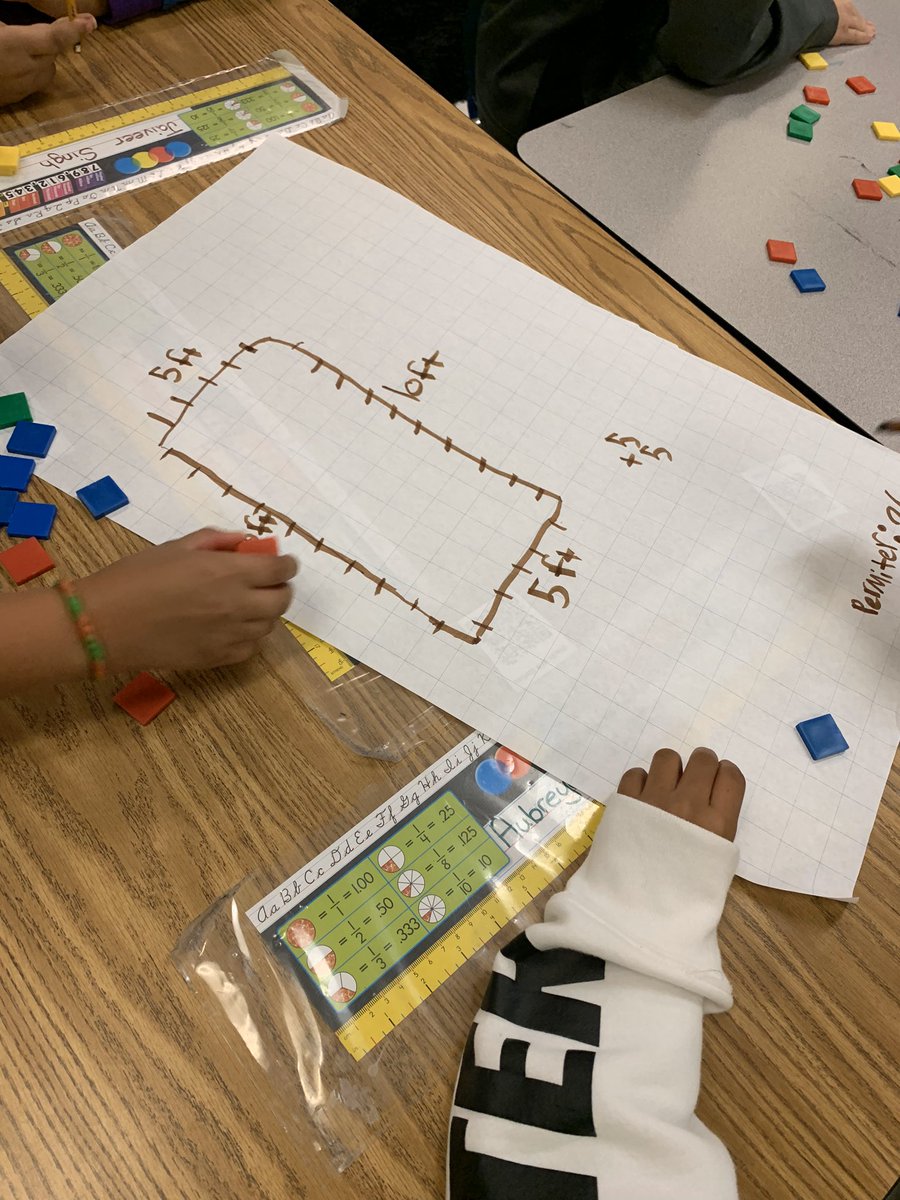 kanevskyJay's tweet photo. Area vs Perimeter or.... Area and perimeter! Using square units (tiles) o create rectangles and find the area then perimeter! Learning at its finest. #pwcsproud #pennESPanthers #squareunits @DonnaStofko https://t.co/WicszKRajD