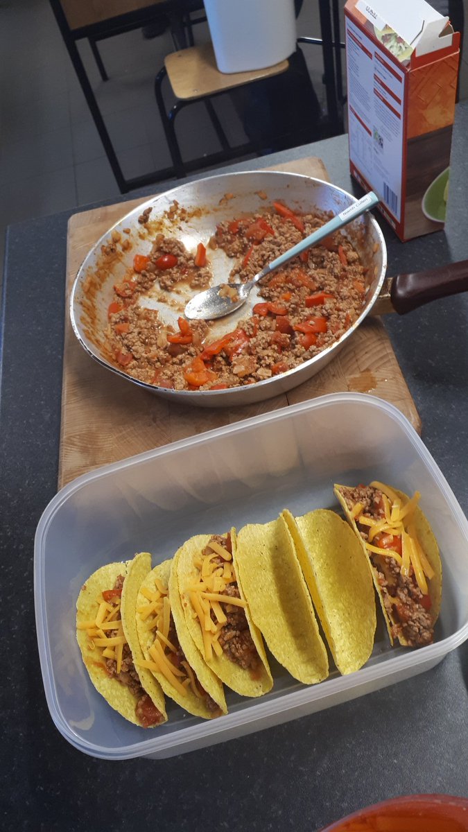 MissGFee's tweet image. 2nd year students researched the effects of #cooking on #meat today while #modifying their #recipes to create #spicy #tacos, hot wraps and #Chilli con Carne #homeeconomics