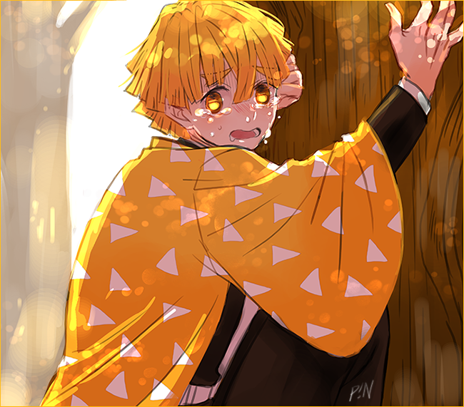 P！NさんがTwitterに投稿した我妻善逸(鬼滅の刃)のイラスト。