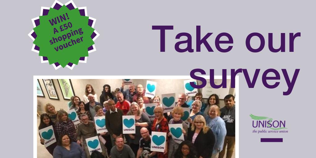 Calling all UNISON members! Fill in our workplace disability &amp; health survey to help us fight for better workplace rights. (And you could also win a £50 shopping voucher!)✨
surveygizmo.eu/s3/90144366/UN…
