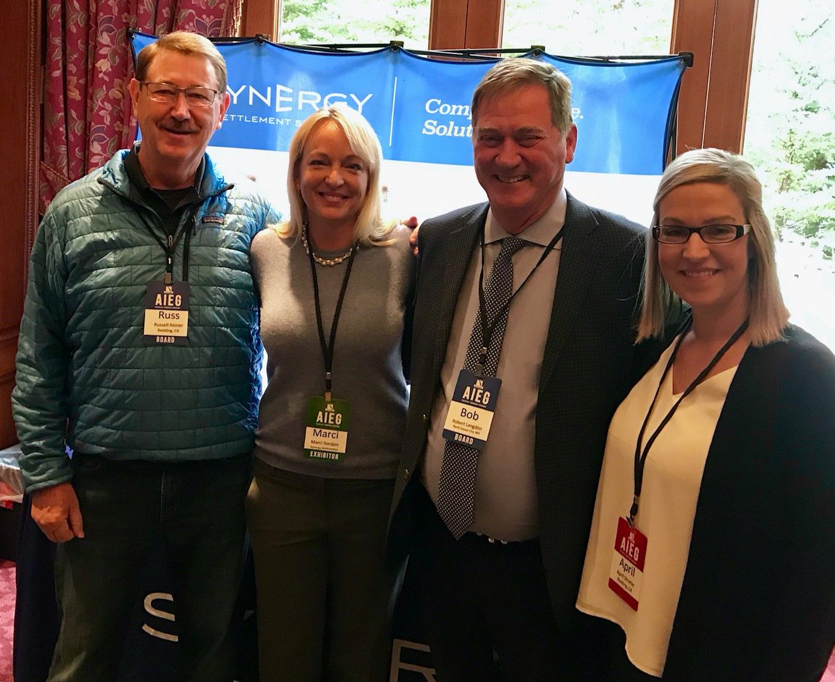 synergypartnr's tweet photo. Great turnout at the AIEG Fall Conference earlier this week. Pictured here is Synergy Director of Sales and Client Relations Marci Gordon, with Reiner and April Stratte with Reiner, Slaughter & Frankel, LLP and Bob Langdon with Langdon and Emison. #Synergy #AIEG https://t.co/Sr2CUt8MK4
