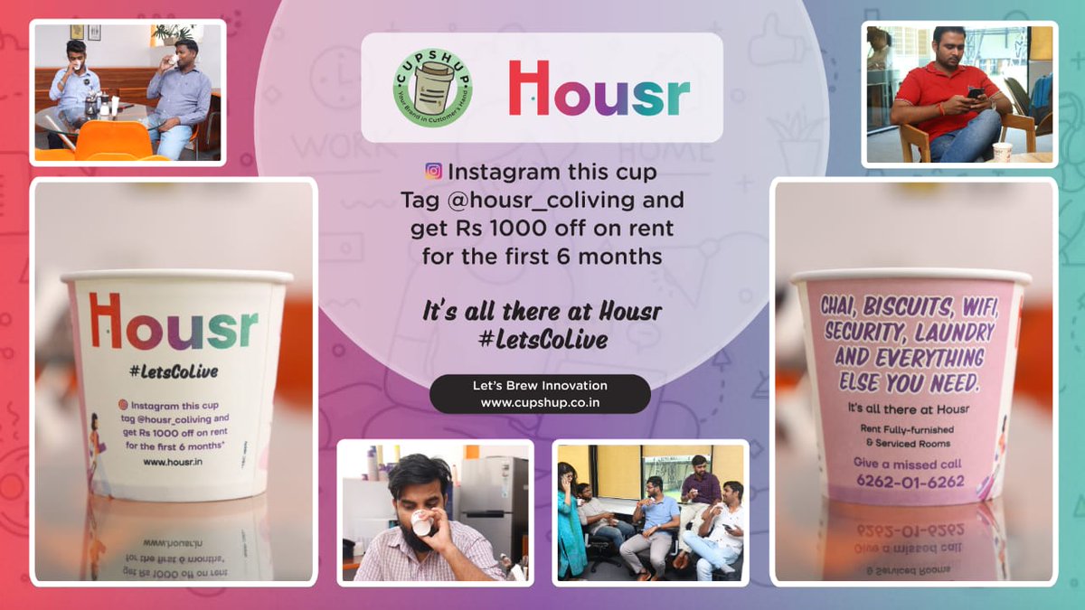 CupShup's tweet photo. It's all there at Housr #LetsCoLive
#CupShup #Housr #cupbranding #Campaign #advertising #innovation https://t.co/v6UihDKbr4