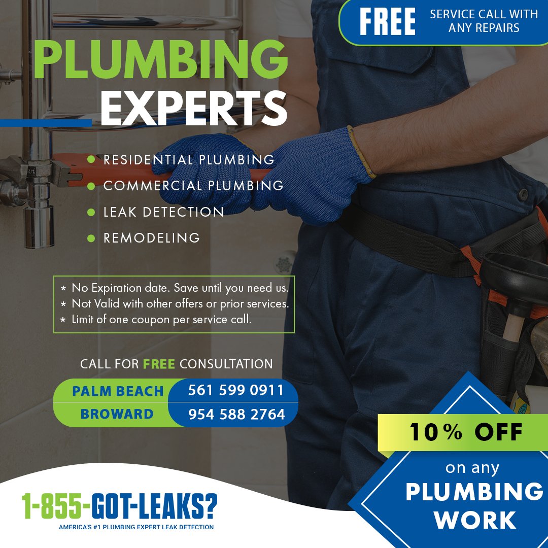 1855GotLeaks's tweet photo. Now no more excuses to delay the Plumbing or Leak Detection work of your premises. Grab this exciting offer at the earliest! 
10% OFF ON ANY PLUMBING WORK
Know More: https://t.co/j8zoL0QNlo
.
#offer #coupon #discount #Florida #business #Plumbing #LeakDetection #Repairs #follow https://t.co/NsUEapMU3f