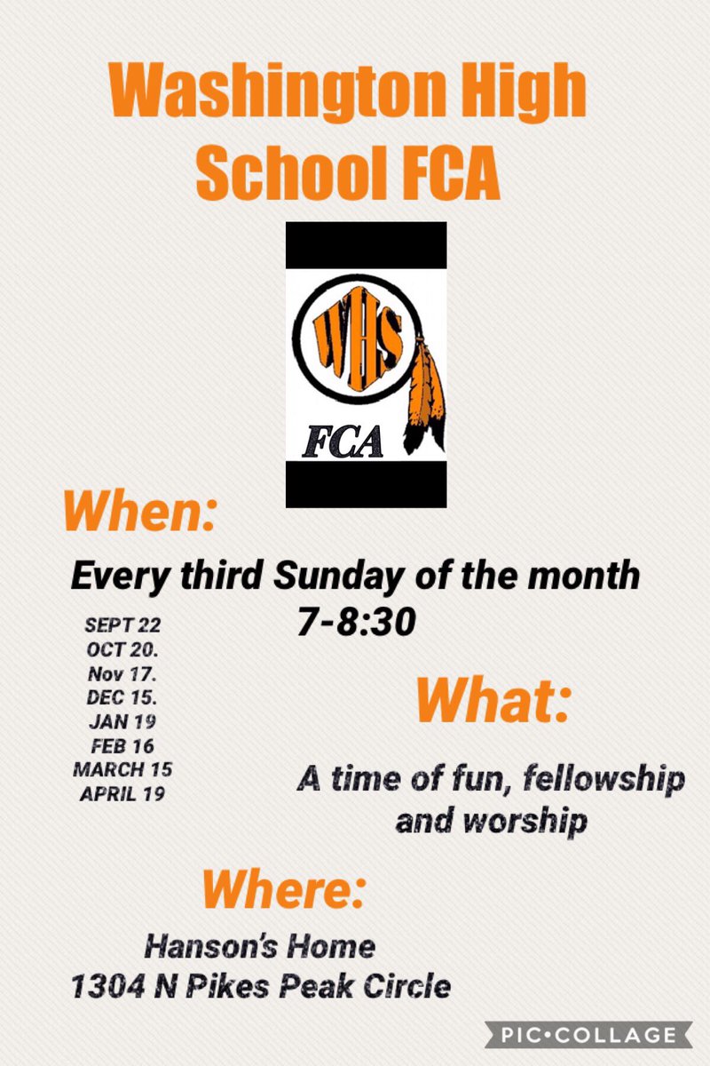 FCAsfWARRIORS's tweet photo. Kicking off our WHS FCA this weekend Sunday with our traditional Scavenger Hunt: Bigger, Better,Best along with a great message.  FCA Warriors bring your teammates and let those freshman know as well.  #OneWay☝🏼#WarriorWay🙏🏻 #SpreadTheWord https://t.co/0GxnOv2Mb0