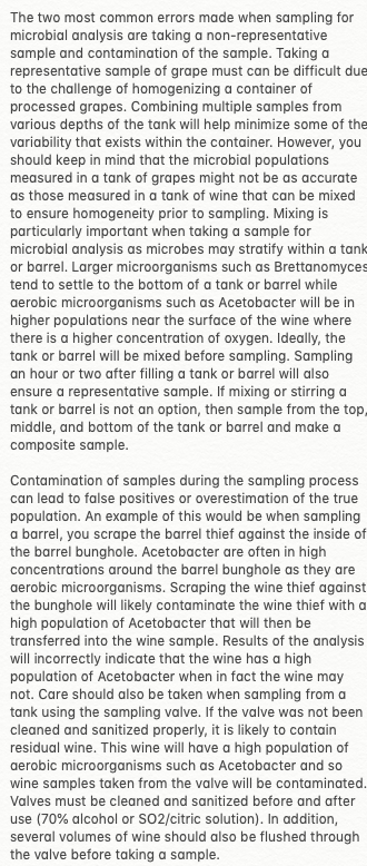 EnoQuestions's tweet photo. Question: What is the proper protocol for sampling wine from a tank for plating?
#EnoQuestion #Winemaking #microbiology #Enology

Answer: https://t.co/Vp468T8024