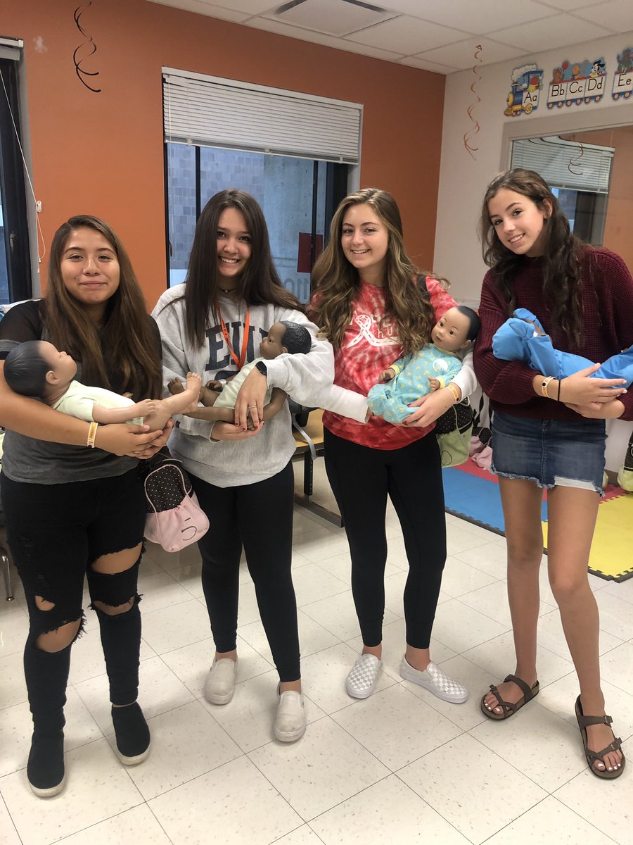 Child Development students are ready for a weekend with Real Care Baby! Good luck! 🍀 ⚜️