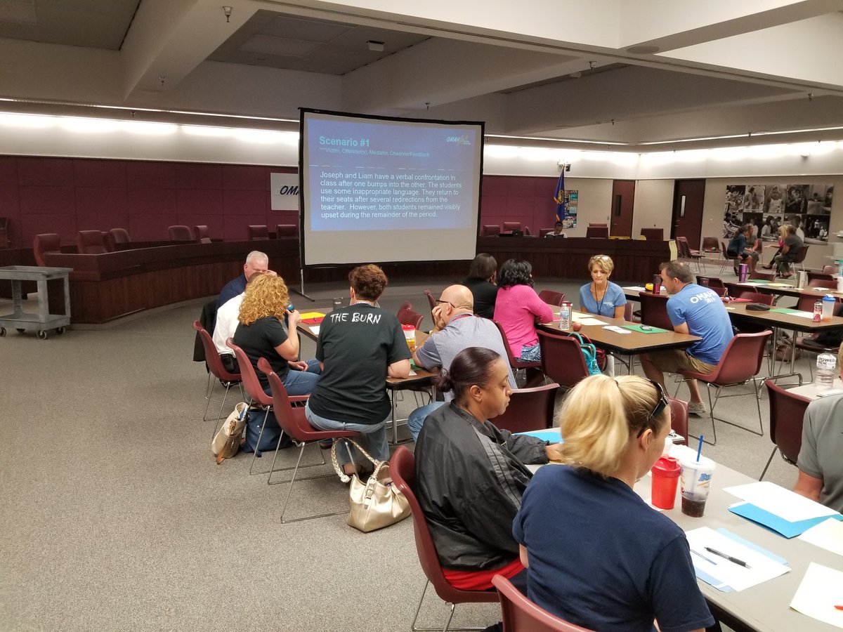#OPSProud of our Deans &amp; SSLs for their participation &amp; engagement. We must begin to teach Restorative Practices as often as Reading &amp; Math! Thank you to <a href="/kalapeyton/">Kala Peyton, Ed. S.</a>, <a href="/Kerristoffel81/">KStoffel</a>, Monica Dixon &amp; Dick Lohmeier for an important restorative presentation w/modeling &amp; circles!