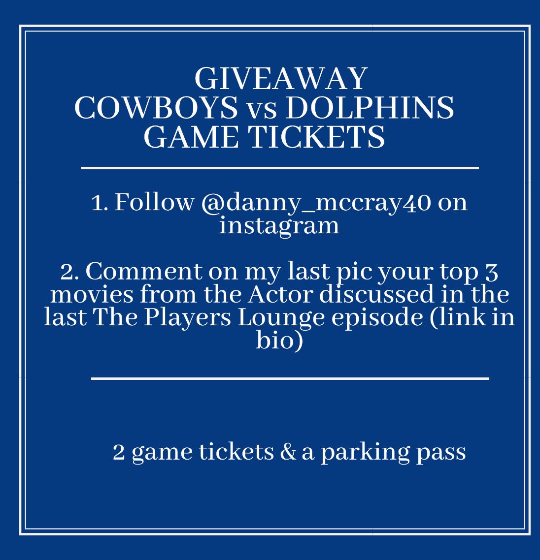 dannydmac44's tweet photo. Want to go to the Cowboys game this Sunday?! Check this out! https://t.co/B6alUaSaCS