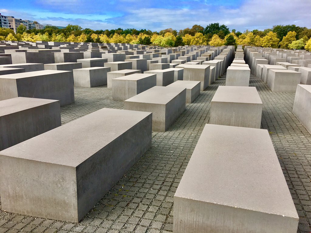 MSU_Architect's tweet image. The Memorial to the Murdered Jews of Europe in Berlin, Germany. Designed by Peter Eisenman there are 2,711 sarcophagi-like concrete slabs of equal size but if varying heights rising in silence from undulating ground. A memorial to a horrible time in man’s history.